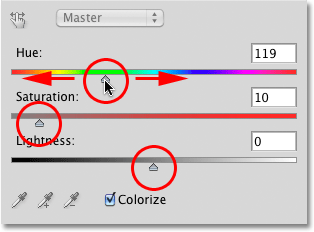 rregullo hue saturation lightness